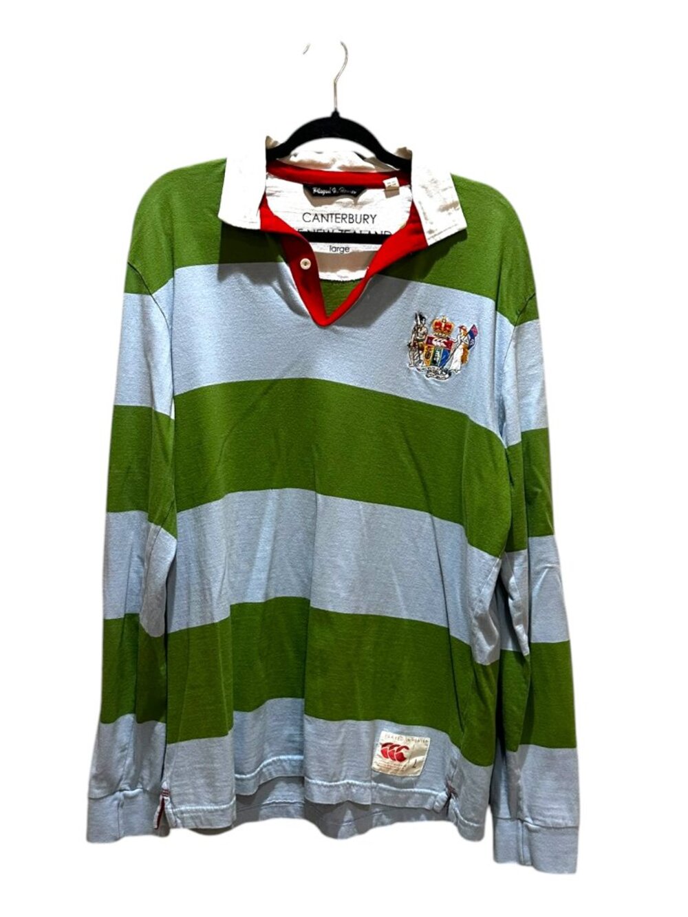 Vintage Canterbury of New Zealand National Rugby Shirt Green and Light Blue